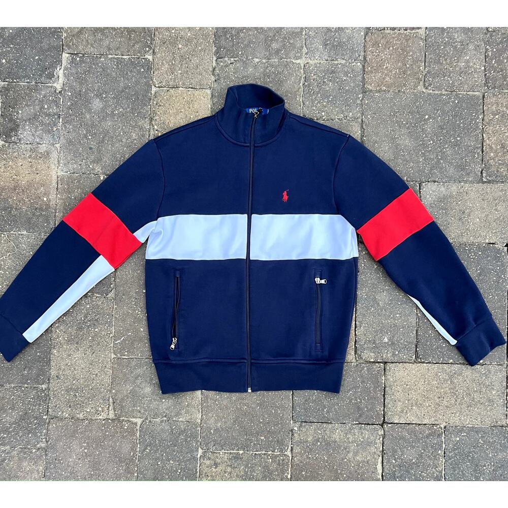 Polo by Ralph Lauren red, white, blue retro style track jacket size S - Picture 2 of 7